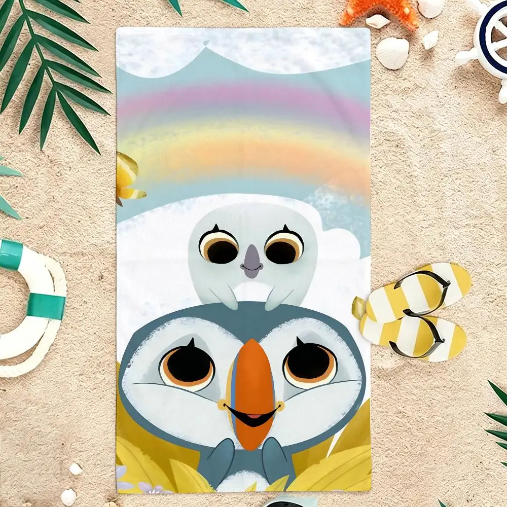 Family Cartoon P-Puffin Rock puffin Towel Microfiber soft Beach Towel for Travel Fitness Sauna Bathing Camping