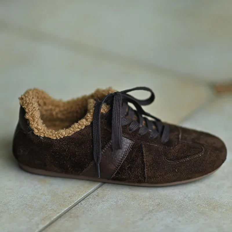 

Женские зимние кроссовки с круглым носком на шнуровке, теплая женская обувь с плюшевой подкладкой на плоской подошве, немецкие кроссовки Phoentin FT4269