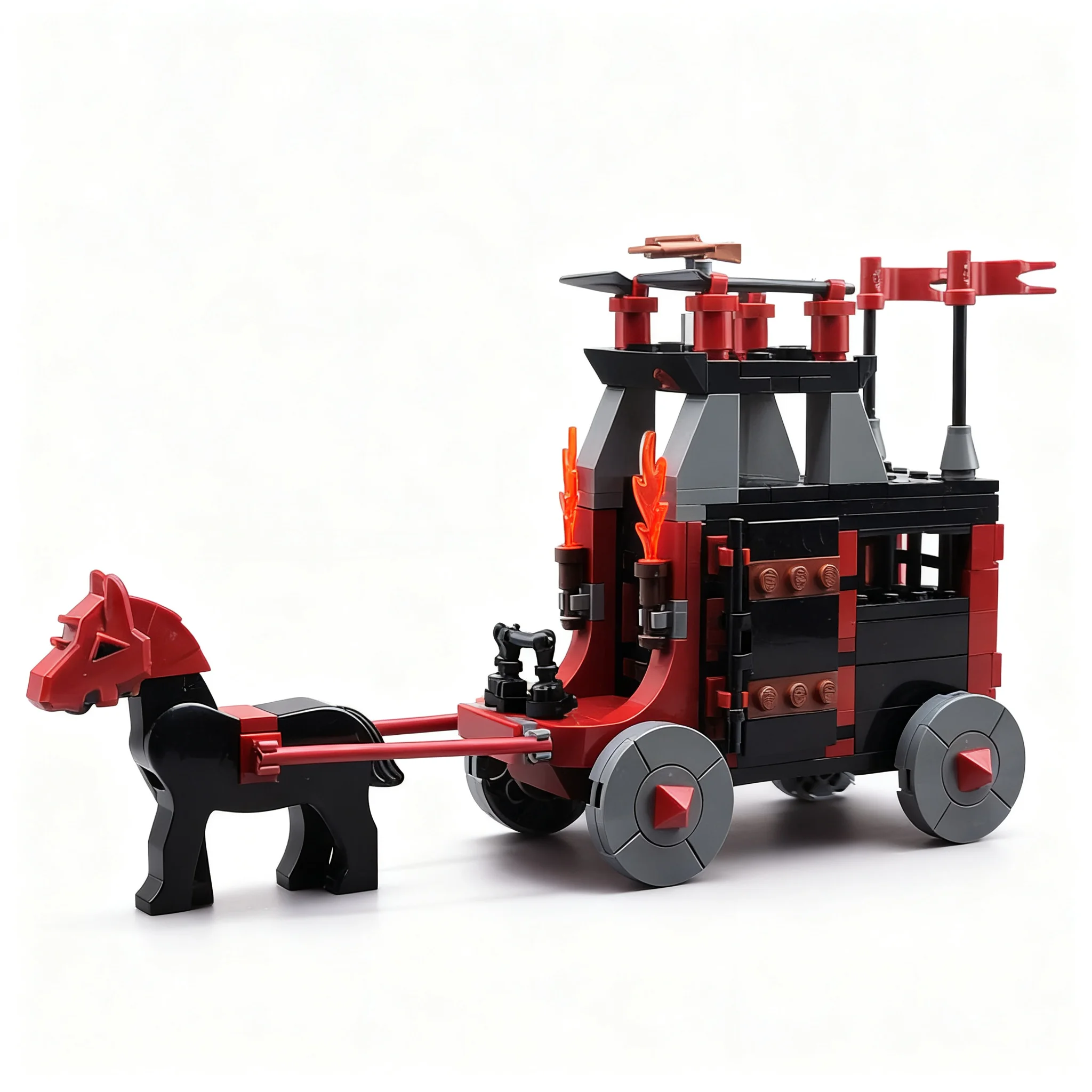 275pcs MOC Castle Knights Kingdom II Vladek's Battle Wagon and Prison Transport 8874 Model Christmas Gift DIY