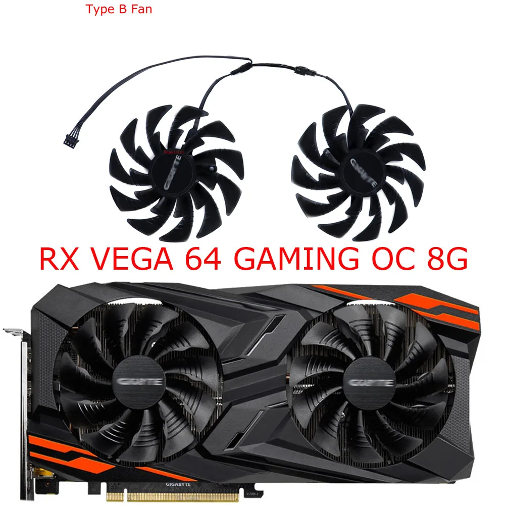 Ventilador de tarjetas gráficas DIY, Enfriador de Video GPU, PLD10015B12H, para GIGABYTE RX VEGA 64 56 GAMING OC 8G, puede reemplazar PLD10015S12H, Juego de 2 piezas