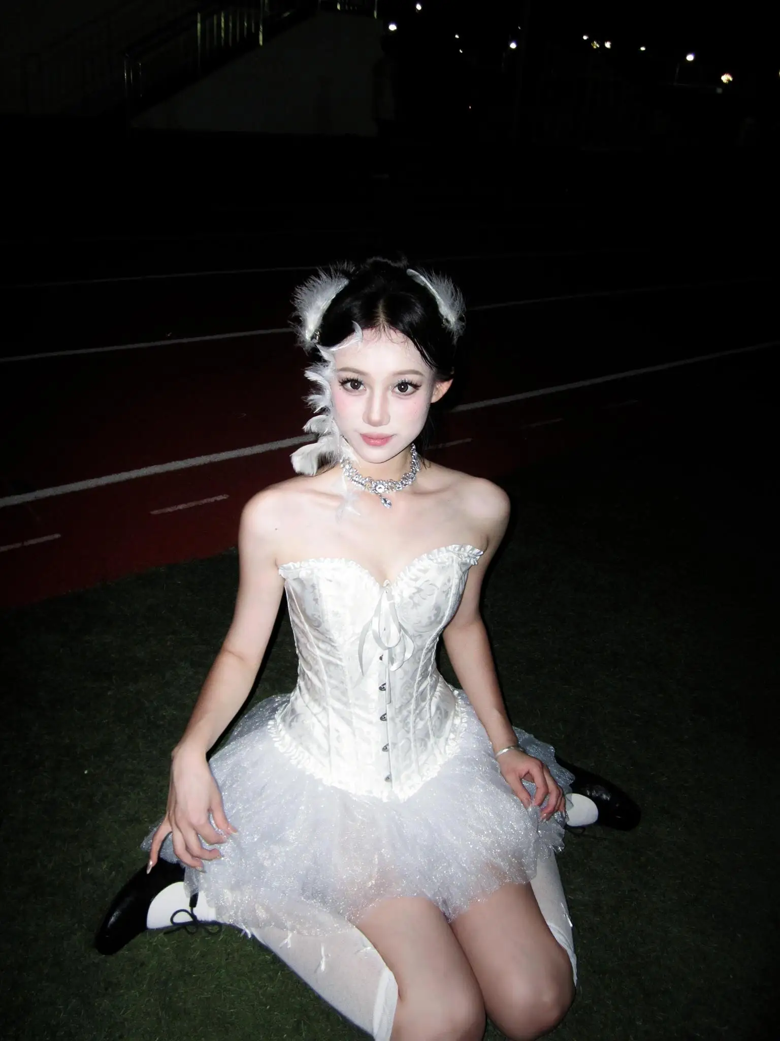 Sexy Devil Angel Cisas Cosplay Outfit Crop Top Gonna stretta in vita Set Costume da performance sul palco da donna Full Size