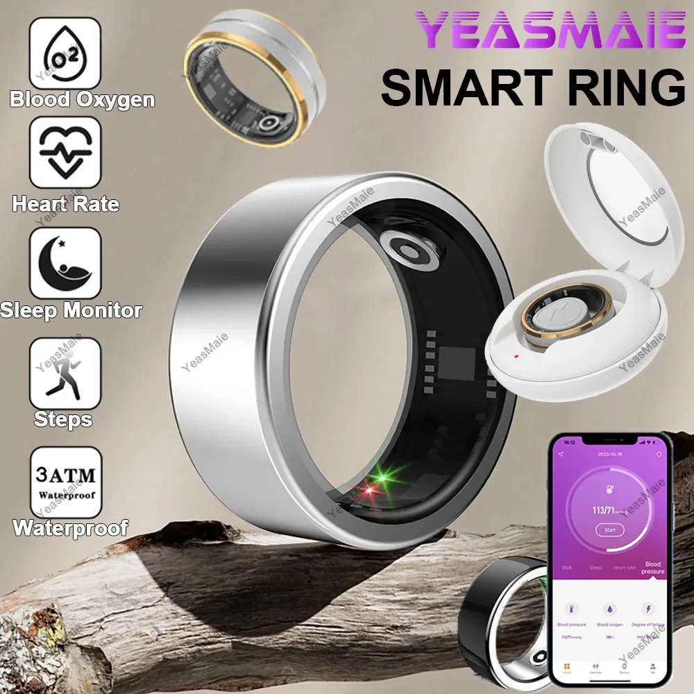 Bluetooth Smart Ring 2024, Фитнес-трекер С GPS, Пульсометр, Кровяное Давление, Мониторинг Сна Для Мужчин И Женщин