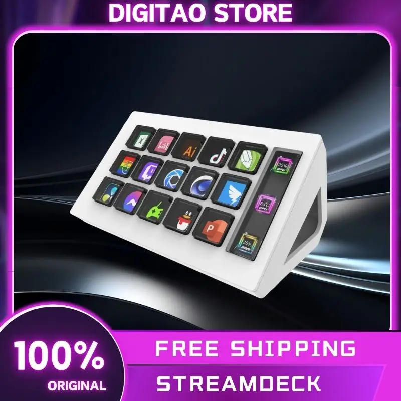 StreamDeck Visual Keyboard 15 Keys LCD Button Live Content Creation Controller Custom Button For Windows/MacOS/Android/iOS Gifts