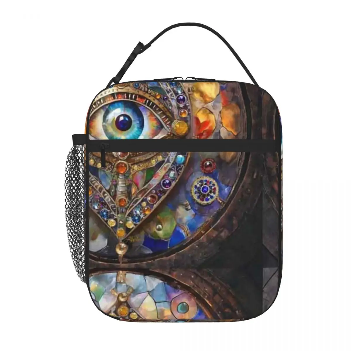 Bestselling Colorful Third Eye On Stained Glass And Bronze Plain Design Thermal Tote Wilderness Camping Nylon Lunch Bag