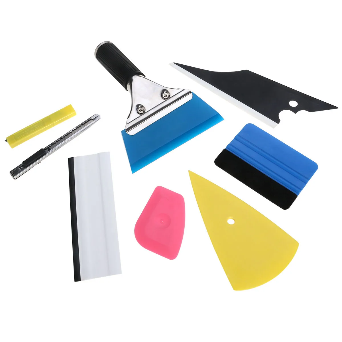 

8pcs Vinyl Film Installation Tools Pp Material Scratch-Free Window Tint Squeegee Scraper Set Lightweight Car Glass Wrapping Tool