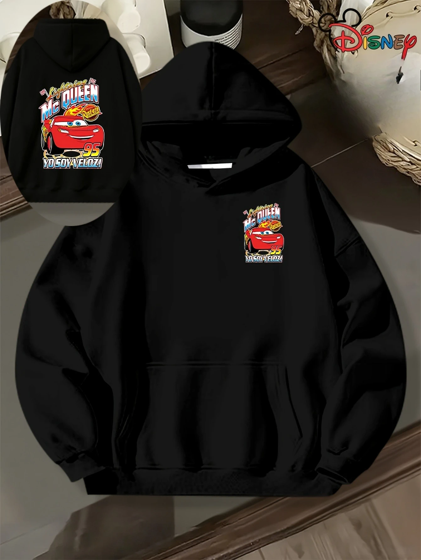 هودي ديزني لايتنينج ماكوين - ملابس رياضية بغطاء للرأس للأولاد والبنات، تصميم مرح، قماش مريح، ملابس رياضية محايدة