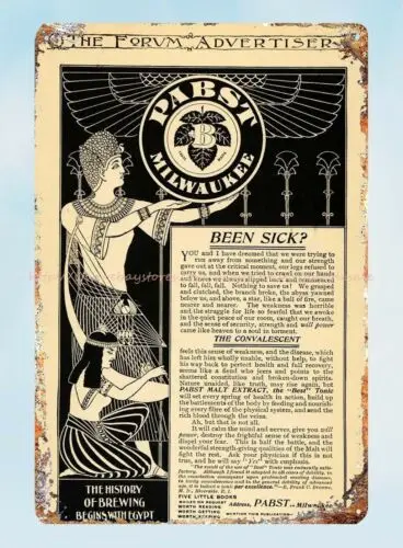 1895 ad Pabst brewing malt extract Egyptian pharaoh metal tin sign home decor