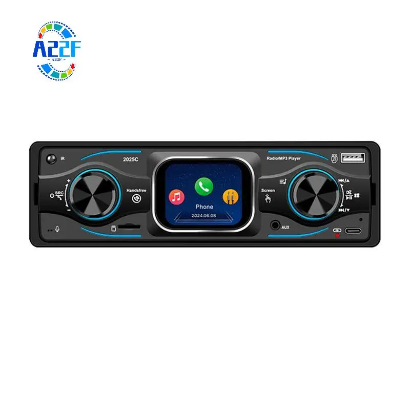 A22F-1Din Car MP3 Player Radio 2.17Inch Touch Screen Support USB/SD/AUX Colorful Lights Bluetooth FM