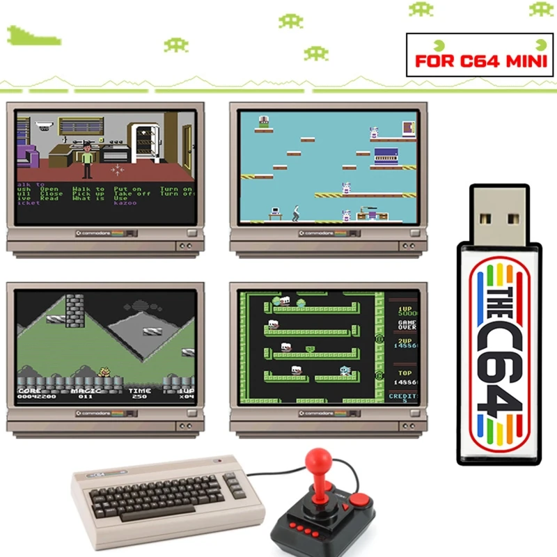 Video Games Console Plug and Play C64Mini Console Usb Dongle Total 5370 Games Contains Most Complete Collection of Game