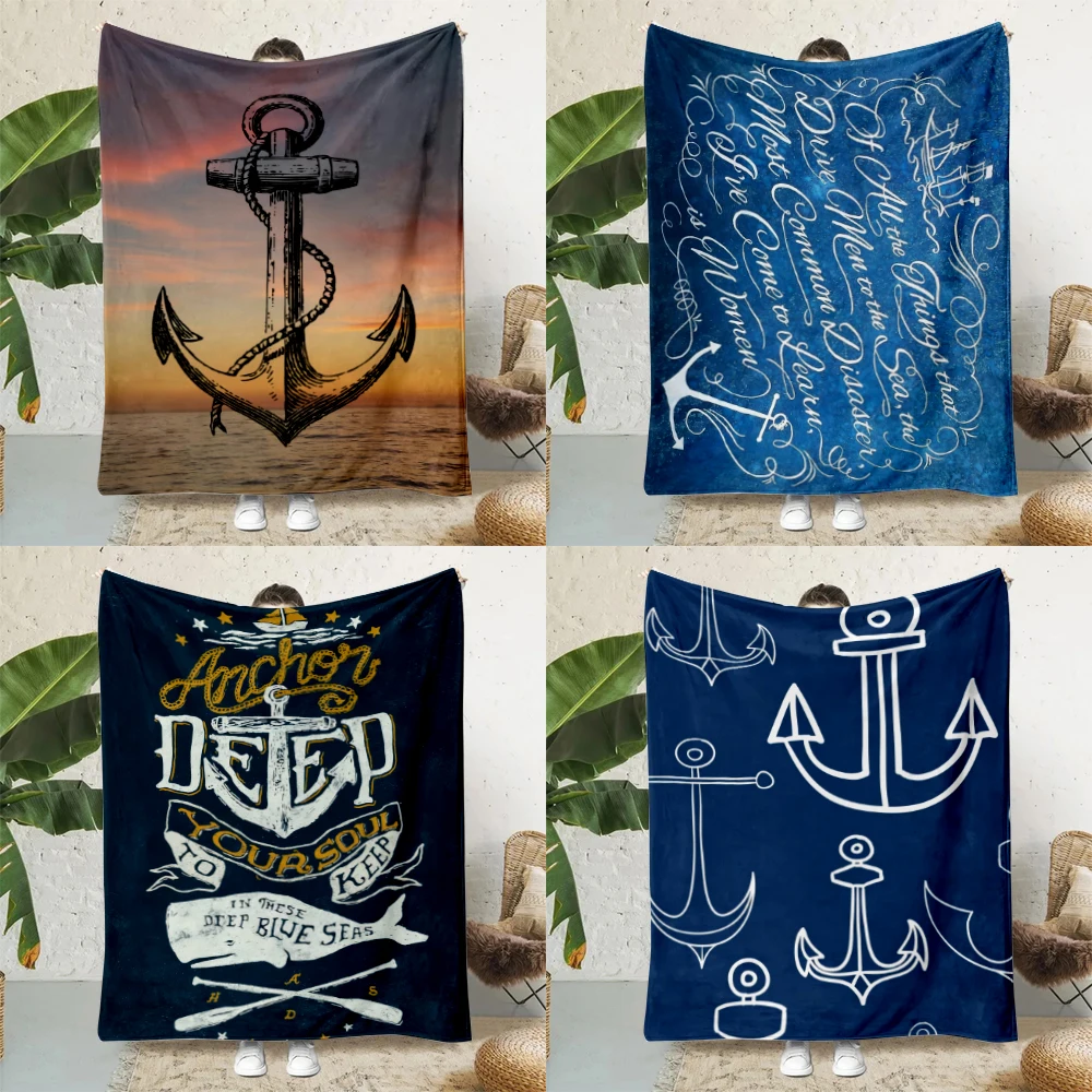 

Anchor Compass nautical sailing Printed Blanket Picnic Blankets Warm Blanket Soft and Comfortable Home Travel Birthday Gift