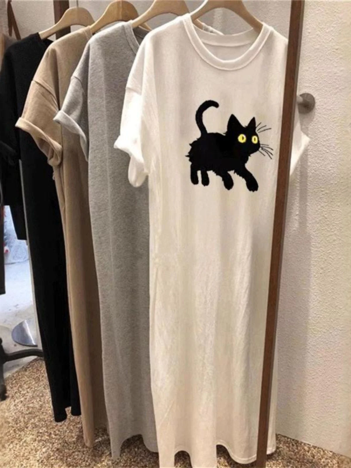 T-shirt mi-long surdimensionné pour femmes, longueur aux genoux, Design d'été, Sensation, petite ence fendue, ort Sve, Dr coréen Sle