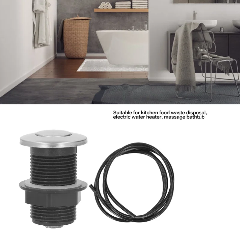 Kitchen Garbage Disposal Air Switch Kit Stainless Steel Sink Top Push Button With 1.5m Hose For Waste