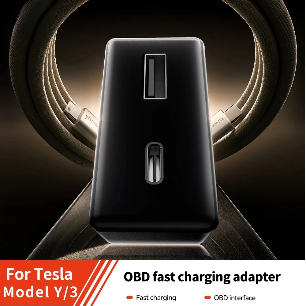 For Tesla Model 3 Y YL X S Highland Juniper 2019-2026 OBD Adapter Charging For Tesla Carobd2 Splitter Charger Adapters