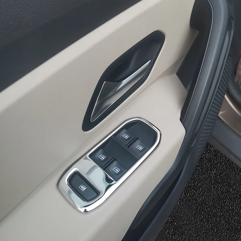 For Dacia Renault Duster 2018-2023 Window Glass Switch Cover Overlay Trim Panel Chrome Car Styling Accessories 4PCS