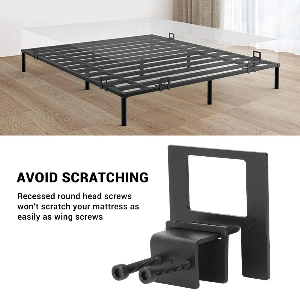 1 Set Adjustable Steel Mattress Slide Stopper Black 3.15*2.95in Mattress Gripper Anti Slip Mattress Gasket For Daily Use
