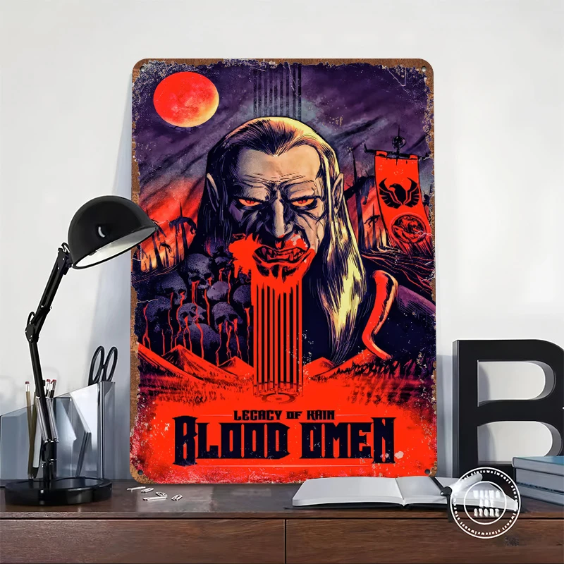Legacy of Kain Blood Omen Vampire Art Printed Poster Customized Wall Art Retro Vintage Metal Tin Signs for Gamer Decoration Home