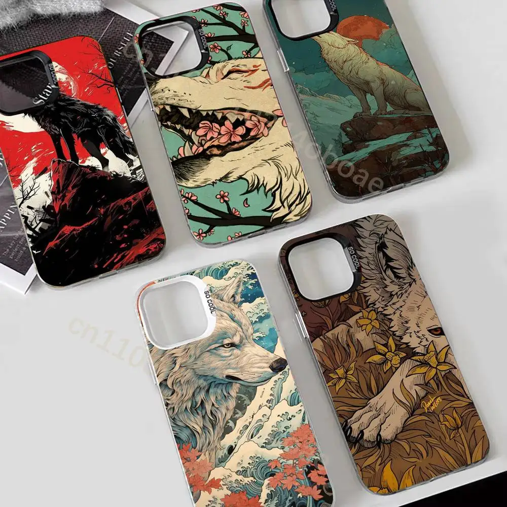 

White Wolf Phone Case For iPhone 17,16,15,14,13,12,11,Pro,Max,Plus Soft Black Cover