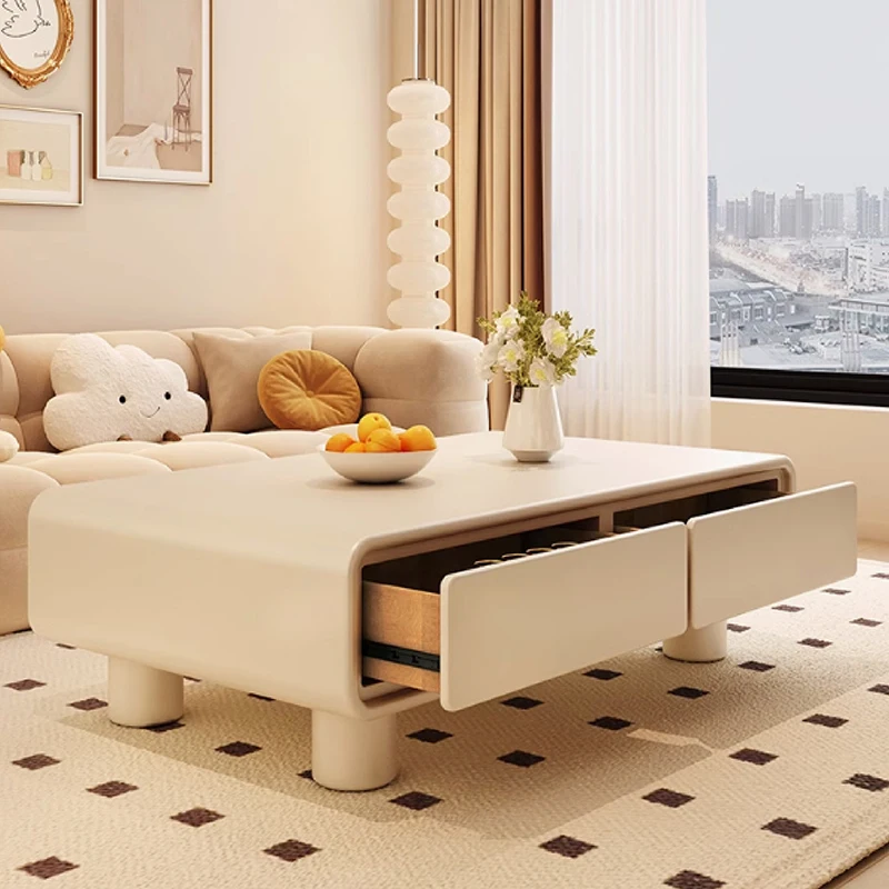 

Cream style coffee table light luxury modern simple living room home surprise quiet wind small apartment French rectangular tner