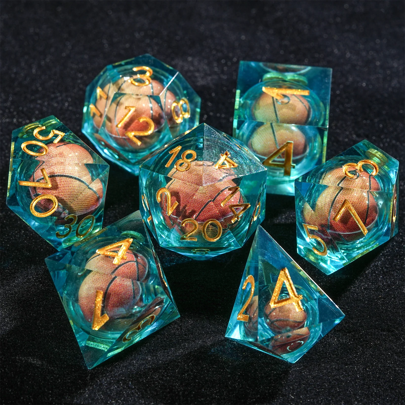 

1-7pcs DND Dice Basketball/Football Dice Soccer Resin Dice Multi-sided Polyhedral Dice for D&D Game COC Role Playing RPG Table