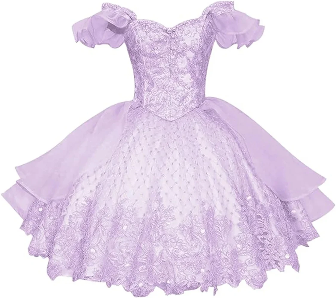Pink Lace Homecoming Dresses V Neck Beaded Appliques Kilt Puffy Tulle Off Shoulder Cocktail Dress