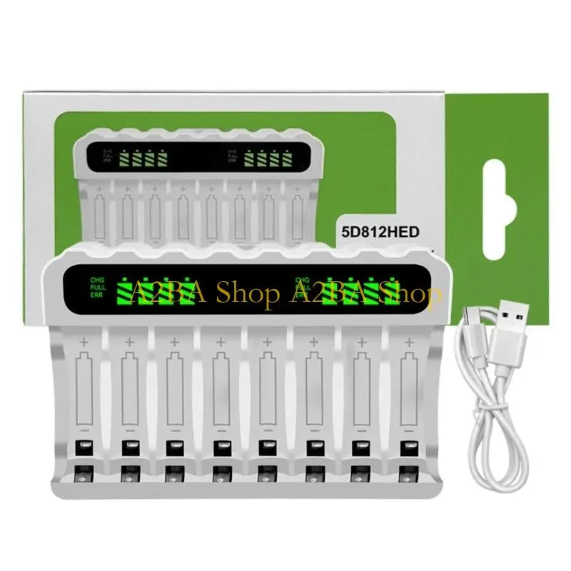 A2BA Efficient Charging for NiMH 2A 3A Batteries Featuring 8 Slot Design and Safety