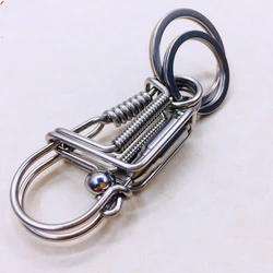 Stainless Steel Handicraft Key Ring Hanging Keychain Waist Buckle Matte Bead Car Keyring Men American Mechanical Style Trinket