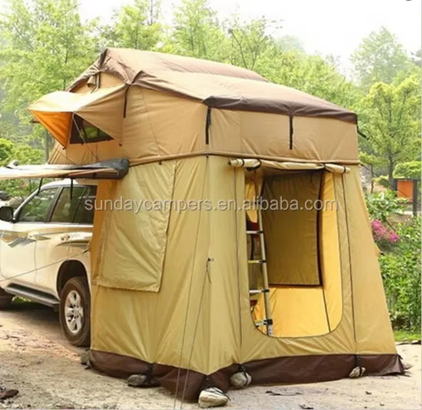 New Design Hard Shell 4WD Rooftop Camping Car Tent with Side Awning for Outdoor Offroad Travel