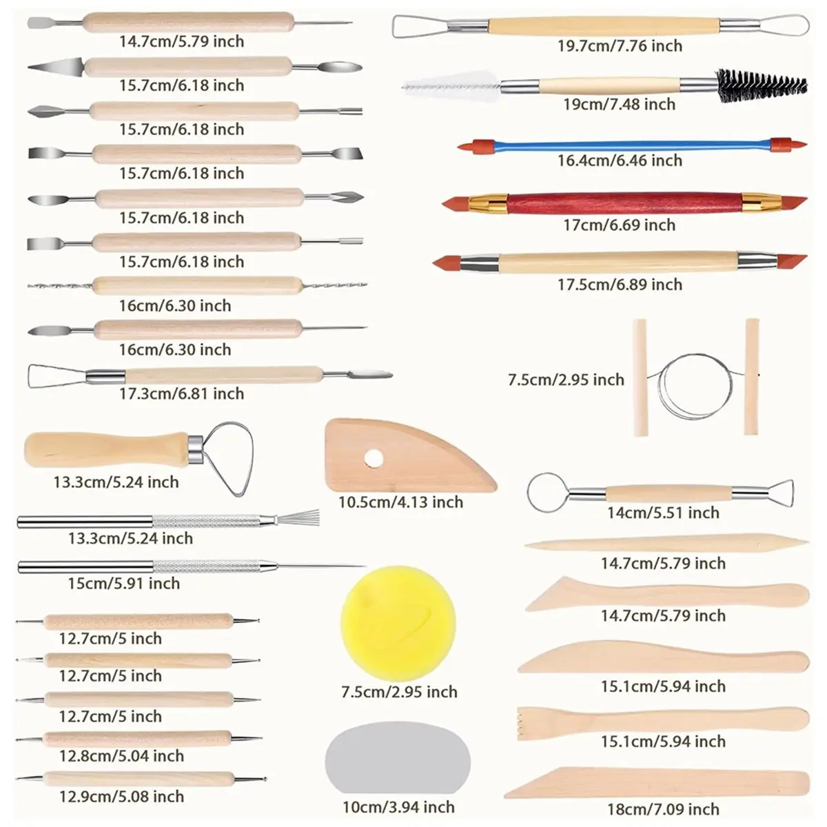STOCK-32PCS Clay Tools with Wire Sculpting Tools Pottery Modeling Ceramics Polymer Tools Set for Air Dry Clay Carving Molding