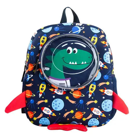 Funny Cartoon Rocket Kids School Bags for Boys Girls Cute Dinosaur Backpacks Anti-lost Toddler Children Bag Mochilas Escolares