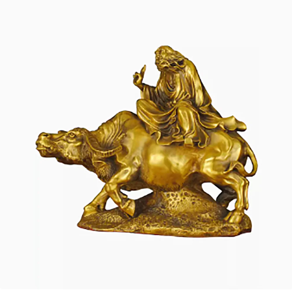 Casting Copper: Old Lord of the Heavenly Palace, Like Laozi Riding Bulls, Purple Qi Comes from the East, Craft Decoration