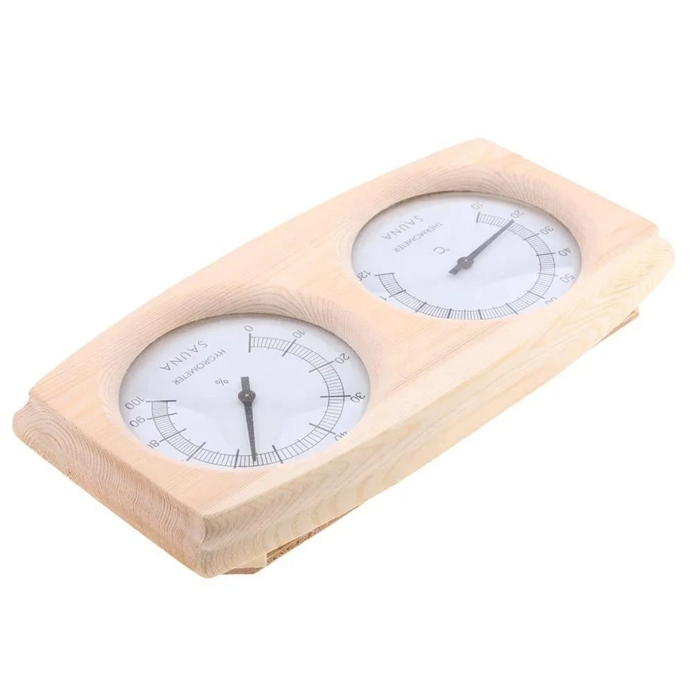 Sauna Thermohygrometer Wooden Mechanical Thermohygrometer Sauna Room Accessories Sauna Thermometer