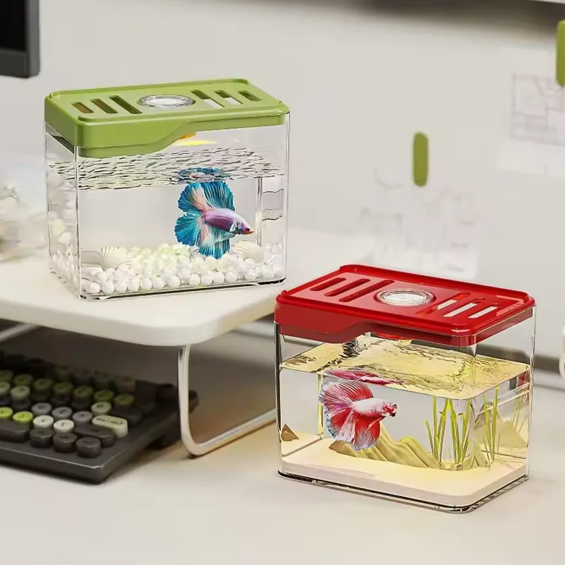 

Desktop Mini Fish Tank Transparent Plastic Anti Fall Living Room High Beauty Goldfish Tank Home Ornamental Mini Fish Tank