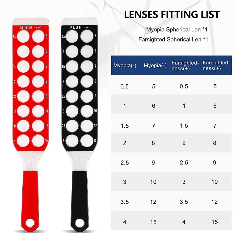 

Comfortable Handle Ophthalmic Retinoscopy Lens Quick Examination Optometric Retinoscopy Bars Pocket Lens Set Red & Black