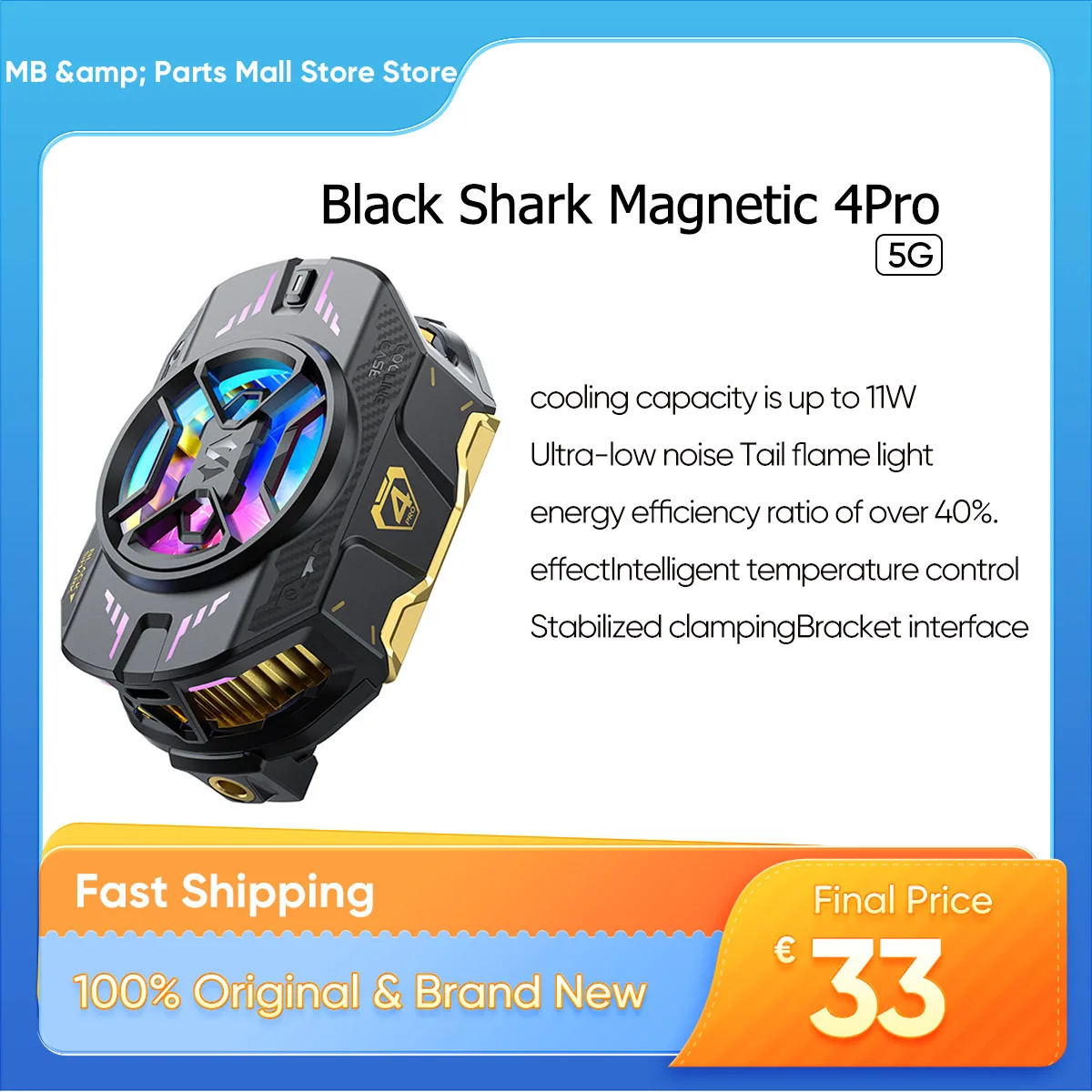 Original Black Shark Magnetic Phone Cooler 4Pro Gaming Air Cooler Radiator For Redmagic 8s Pro iPhone 15 /Samsung Cooling Fan