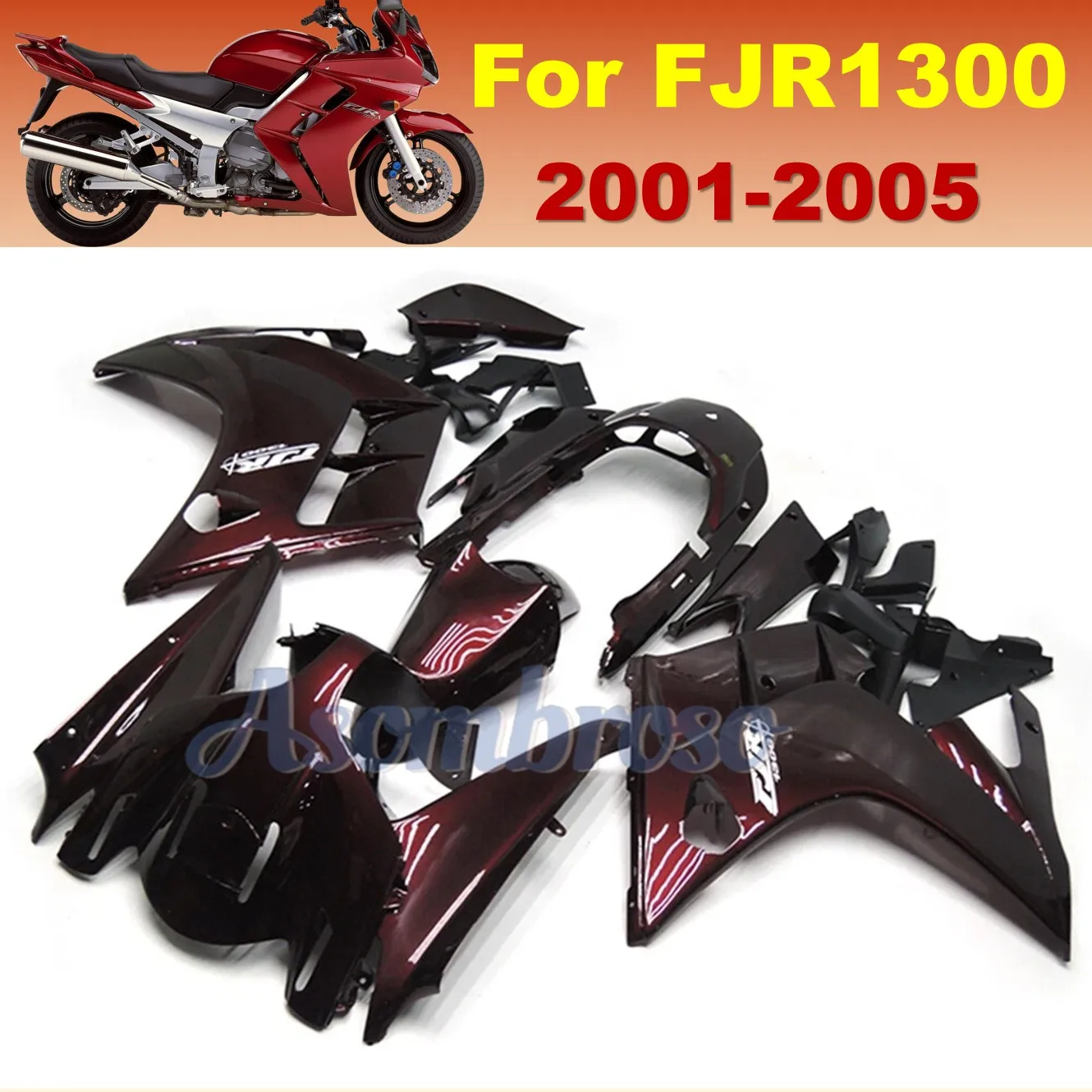 

For Yamaha 2001-2005 FJR 1300 Full Fairings Set FJR1300 2002 2003 Maroon Color Panels Cover