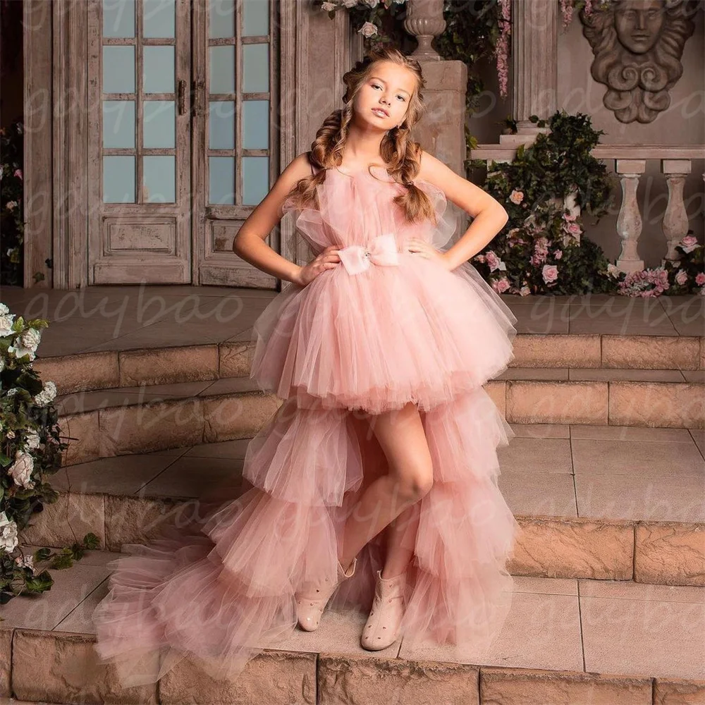 Flower Girl Dress Tulle Princess Dress For Girl First Communion Dress Kids Birthday Dress Child Gown Detachable Train