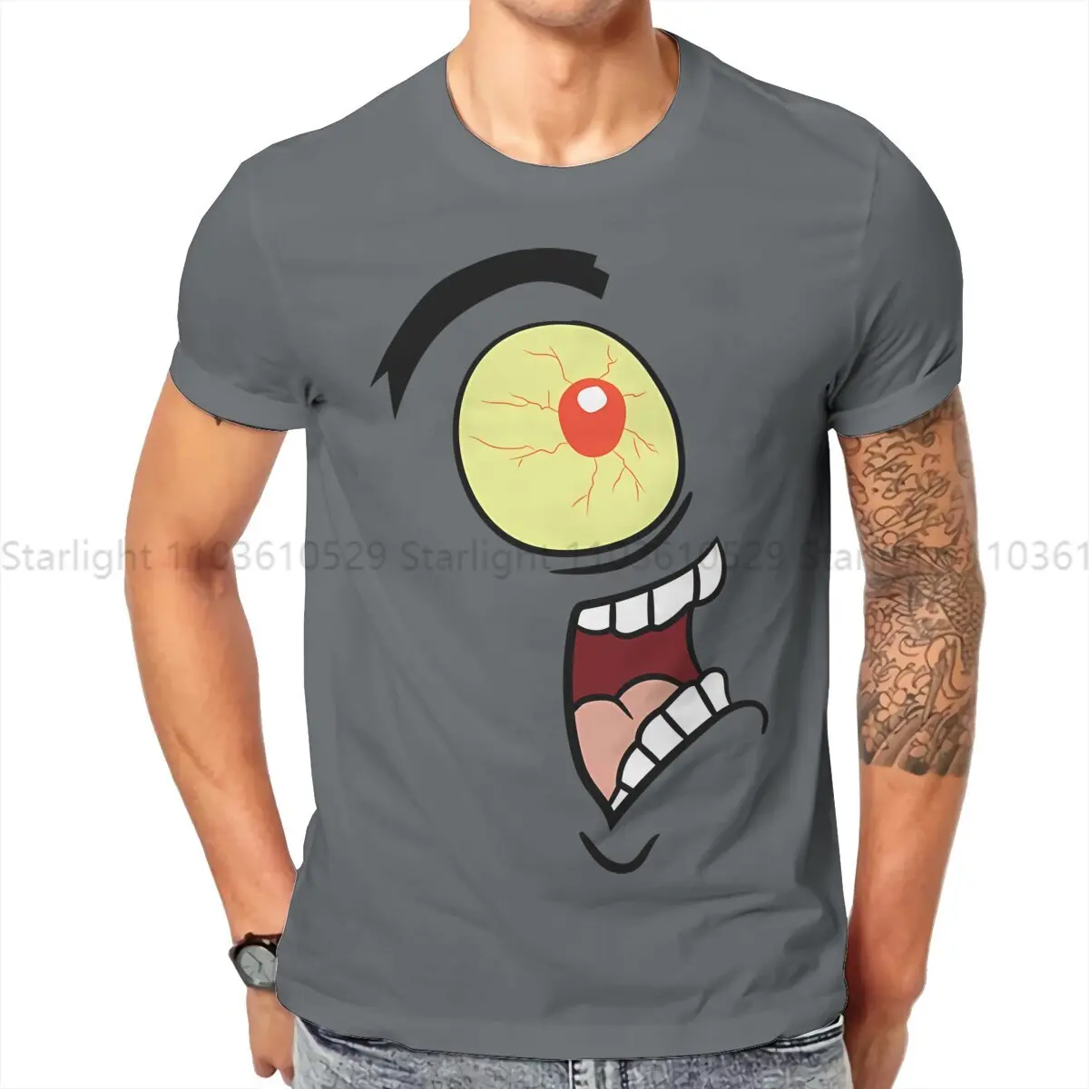 Shock Horror Plankton TShirt For Men  Clothing Style T Shirt Comfortable