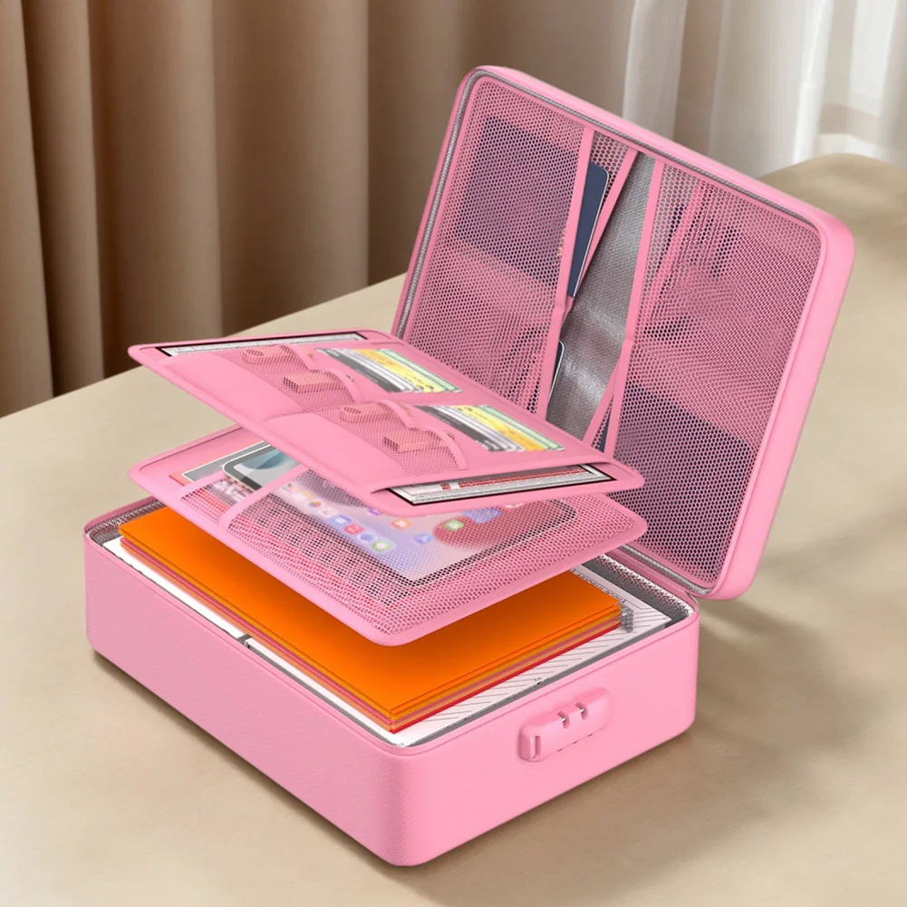 Fireproof File Organizer with Lock Document Box Waterproof Safe Storage Box for Important Documents Files and More
