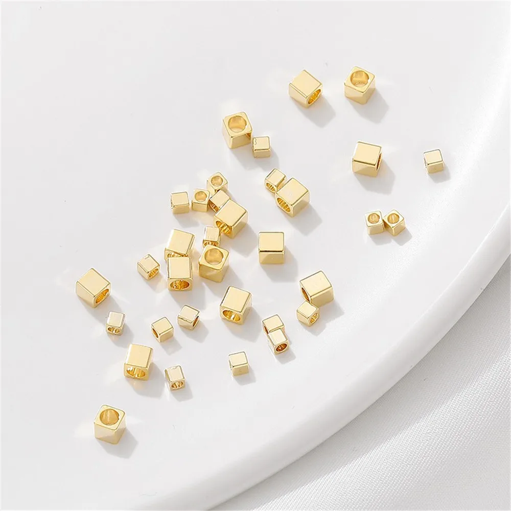 

14K Package Gold Square Large Hole Square Beads Separated Beads Scattered Beads Handmade DIY Bracelet Material Accessories