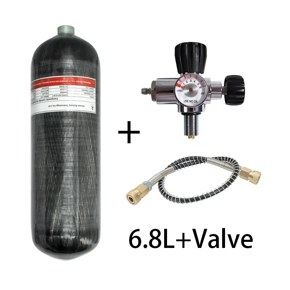 TUXING 4500 psi 6,8 l Kohlefaser-Zylinder mit Füllstation, Regelventil, 300 Bar Hochdruck-HPA-Zylinder zum Tauchen