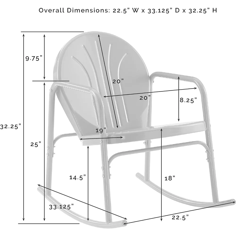 زوج من كراسي الهزاز المعدنية ذات الطراز القديم للمساحات الخارجية بلمسة نهائية لامعة باللون الفيروزي