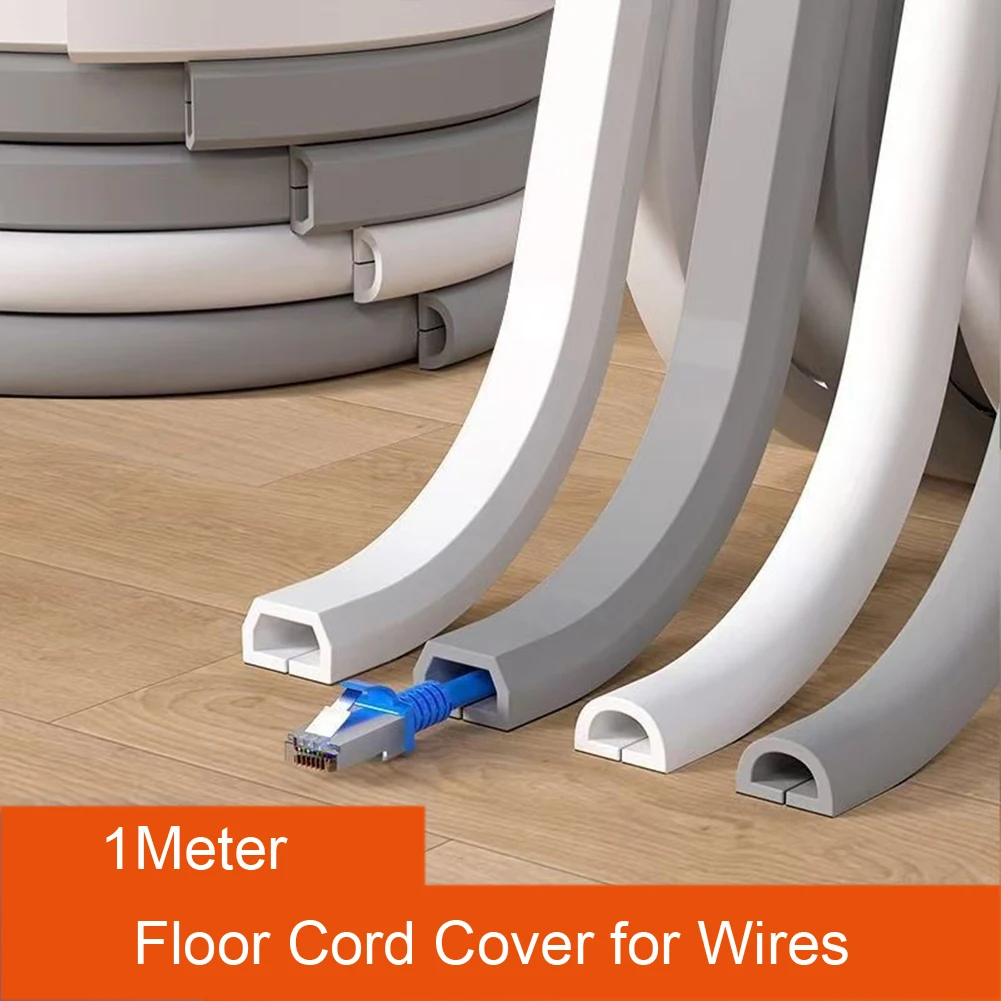 1M Trapezoid Slot Floor Cord Cover Cord Protector Extension Wiring Duct Cable Hider Organizer Wall Wire Hiders Cord