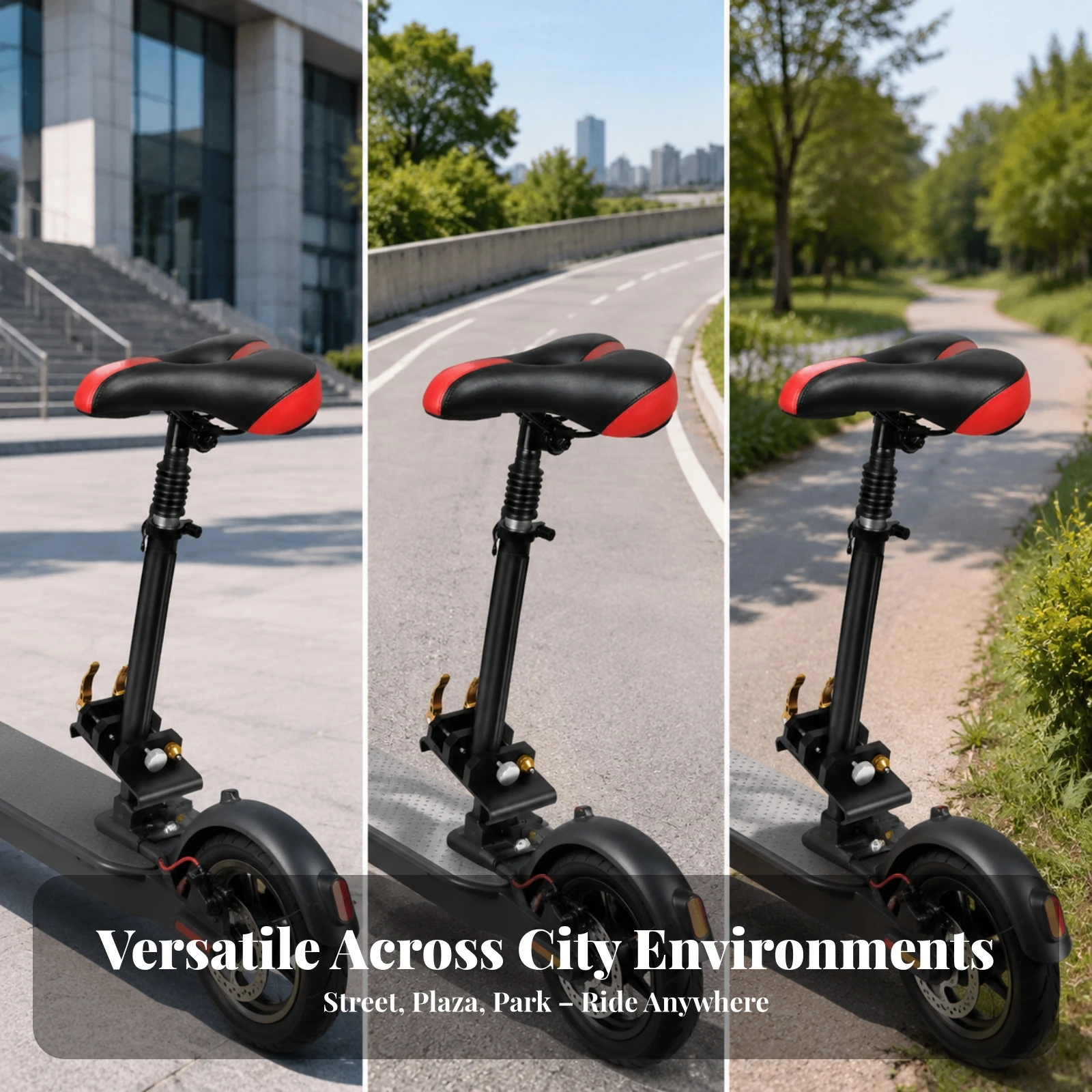 Adjustable Scooter Saddle with Post Ergonomic Scooter Seat with Clamp Base Accessory Sturdy Compatible for Commuters, Commuting