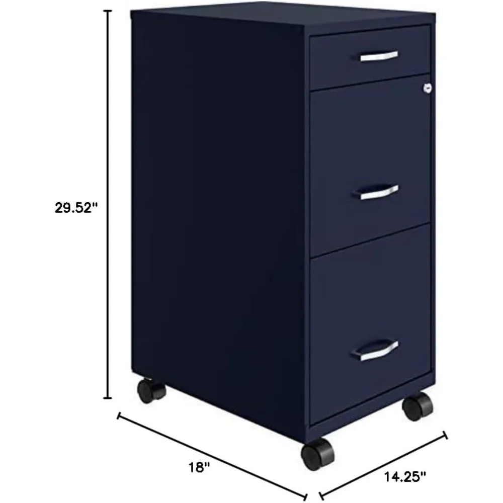 خزانة ملفات معدنية عمودية قابلة للقفل بثلاثة أدراج، حجم حرف مجمع مسبقًا لحلول تخزين المنزل والمكتب #2