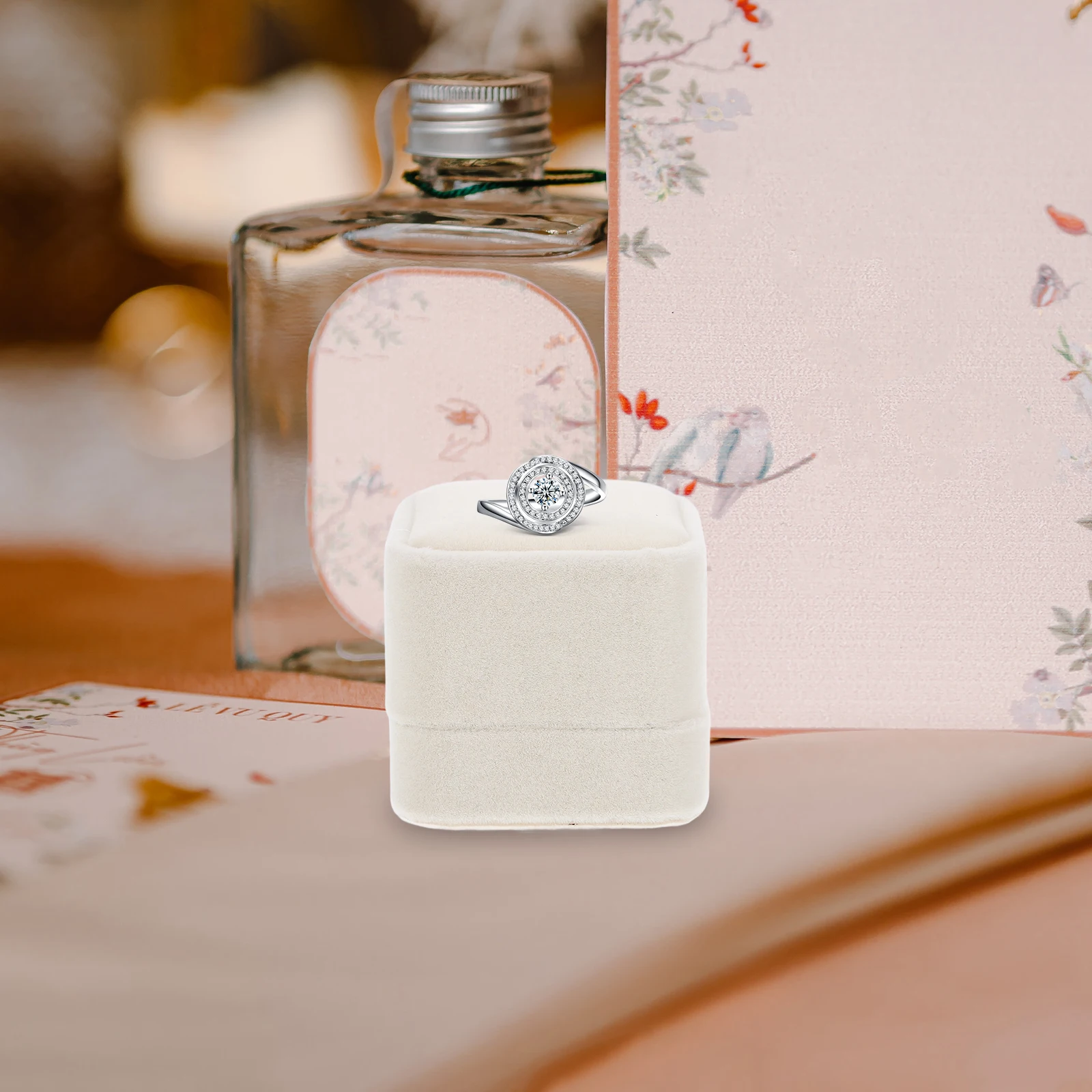 

Velour Fabric Square Ring Box Shaped Small Jewelry Box Jewelry Case Travel Organizer Lightweight Compact Engagement Wedding