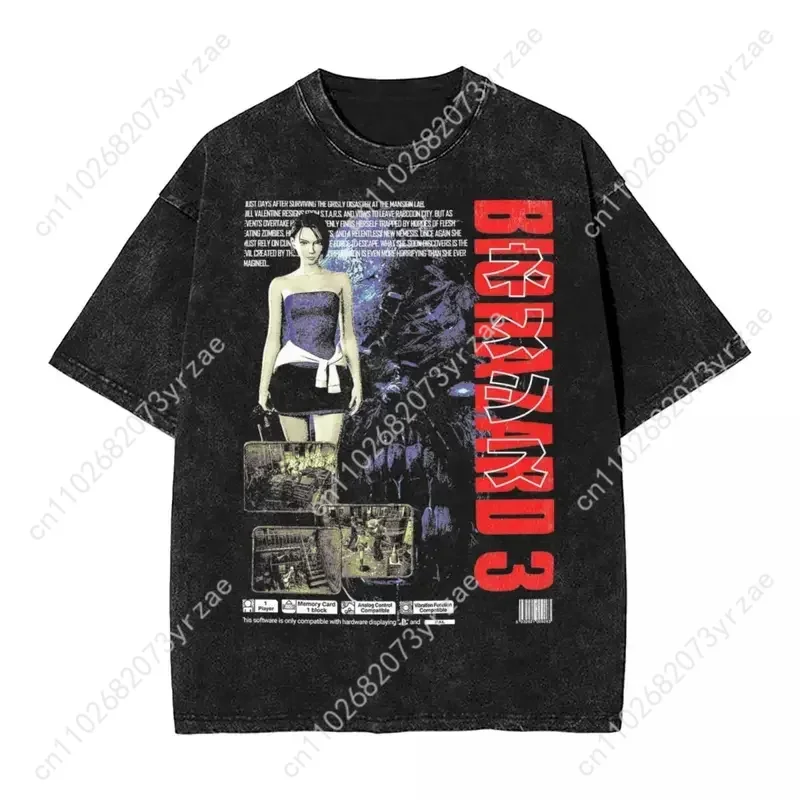 Residents Evils Biohazard 3 Retro Tshirt Uomo Donna T-shirt vintage di alta qualità Moda cotone maniche corte Top morbidi e traspiranti