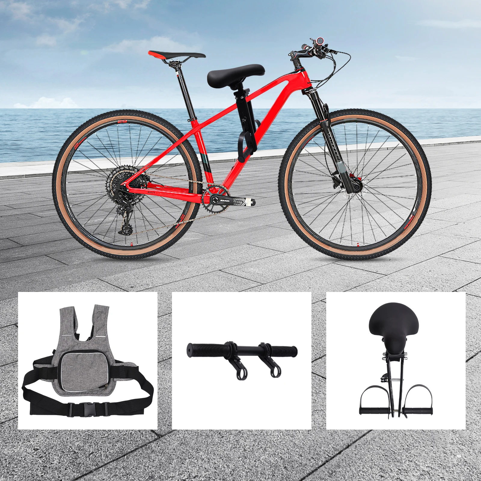 

Kids Bike Seat,with A Safety Belt,Complete Set Front Mounted Bicycle Seats,for Most Adult Mountain Bikes,3-6 Years Children