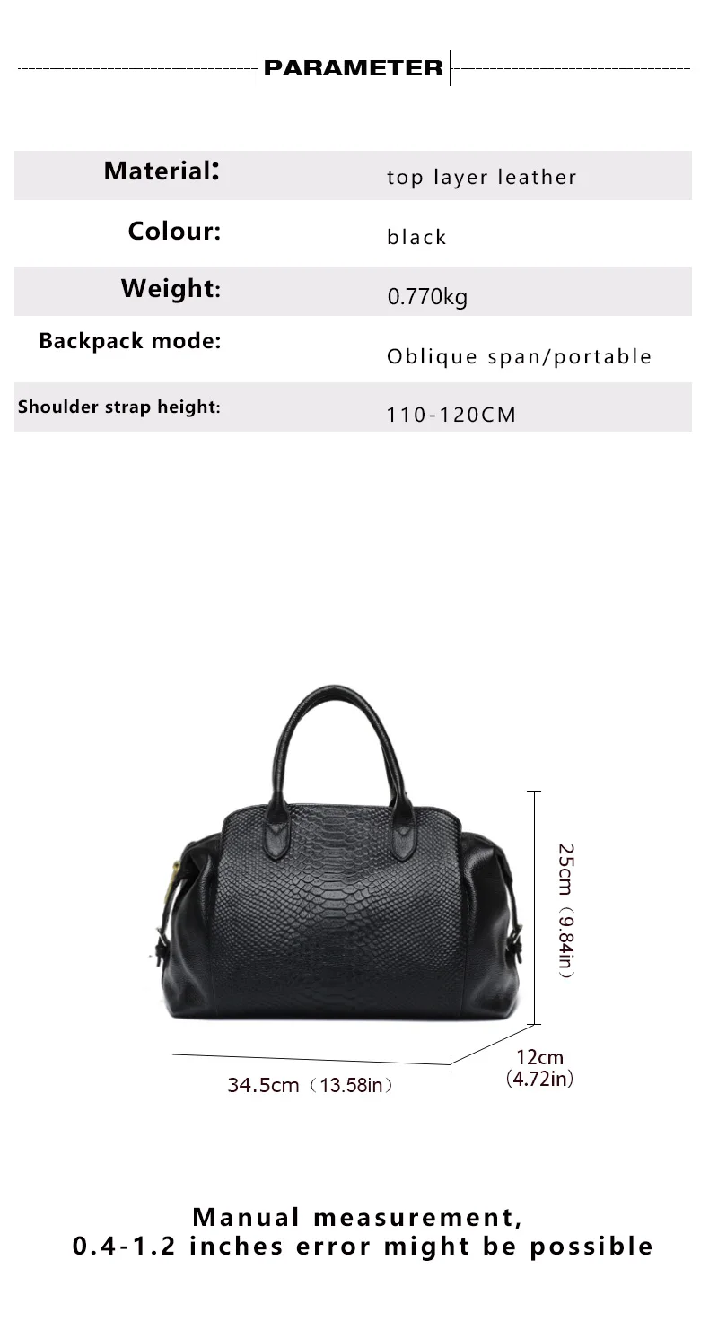 Aidrani Fashion Damenhandtasche aus Rindsleder, große Kapazität, vielseitige Umhängetasche mit Schlangenmuster für stilvolle Aufbewahrung. – Detail 3