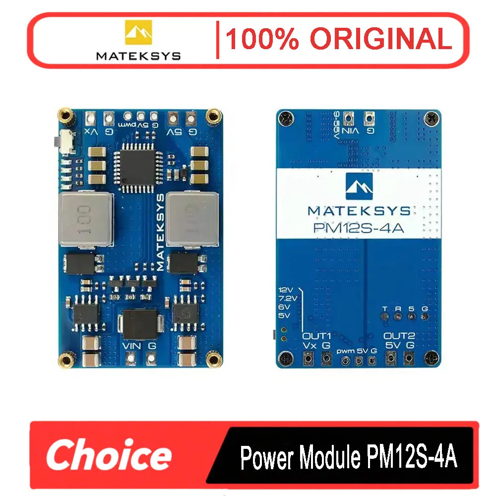 MATEK MATEKSYS PM12S - Módulo de alimentación 4A 3-14S 9-55V DC IN PWM 4A Salida 3 BECs independientes para RC Avión Helicóptero Quadcopter