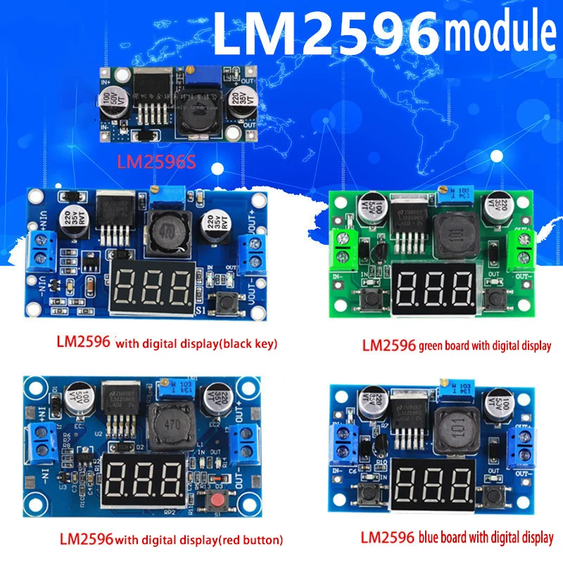 

LM2596 DC-DC adjustable step-down module with digital display voltmeter display LM2596S regulated power supply module